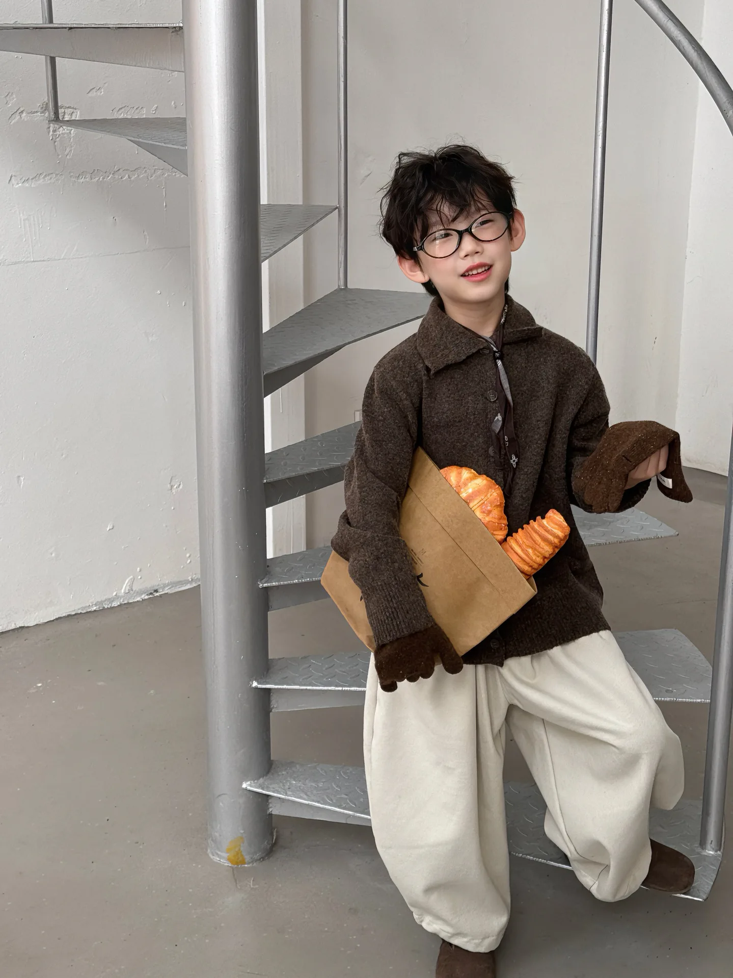 سترة بولو طوق سميكة الرجعية كسول نمط محبوك سترة شتاء جديد بنين الأطفال الكورية فضفاضة عادية جديدة لينة