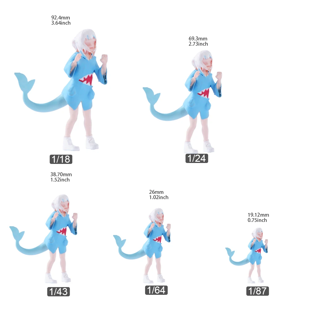 Girl Miniatures 1/87 1/64 1/43 A Cute White Haired Shark Sister Action Figure Painted And Unpainted Model Toys View Decoration