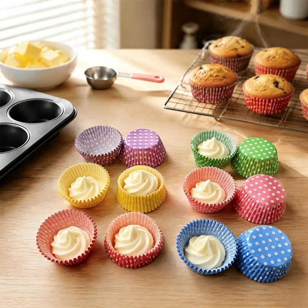 Plain Solid Color Cupcake Liner Baking Muffin Box Case Tray Cake Mold Decorating Tools Paper Baking Cups Standard Muffin Molds