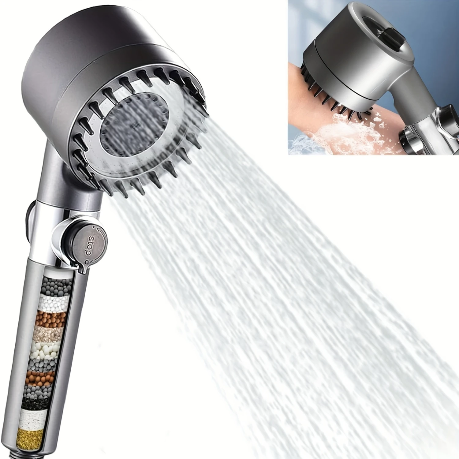 

Filtered Shower Head, Power Wash for Hard Water, High Pressure Water Flow and Multiple Spray Modes Shower Head, Showerhead with