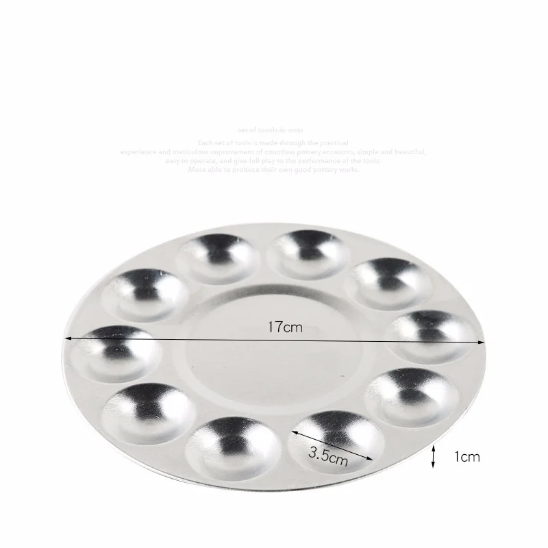 Aluminum Fine Art Painting Palette Round 10-Hole Student Gouache Paint Palette Painting Palette
