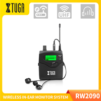 XTUGA RW2090 In Ear Monitor System Singles Bodypack Receiver Monitoring with In Earphone Wireless Metal for Professional Stage