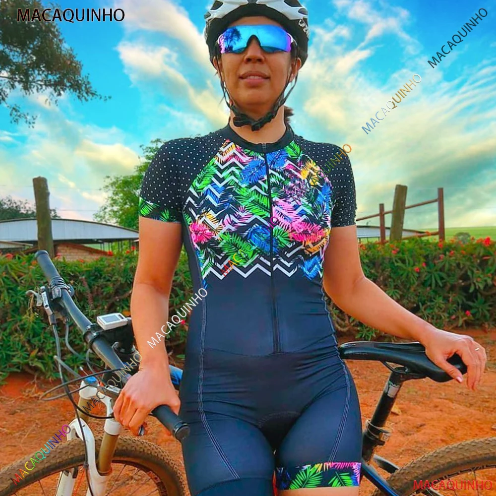 

2022 MACAQUINHO Women Cycling Shirt Sets Summer Triathlon Short Sleeve Sexy Tights Bicycle Jumpsuit Maillot Ropa Cycling Clothes