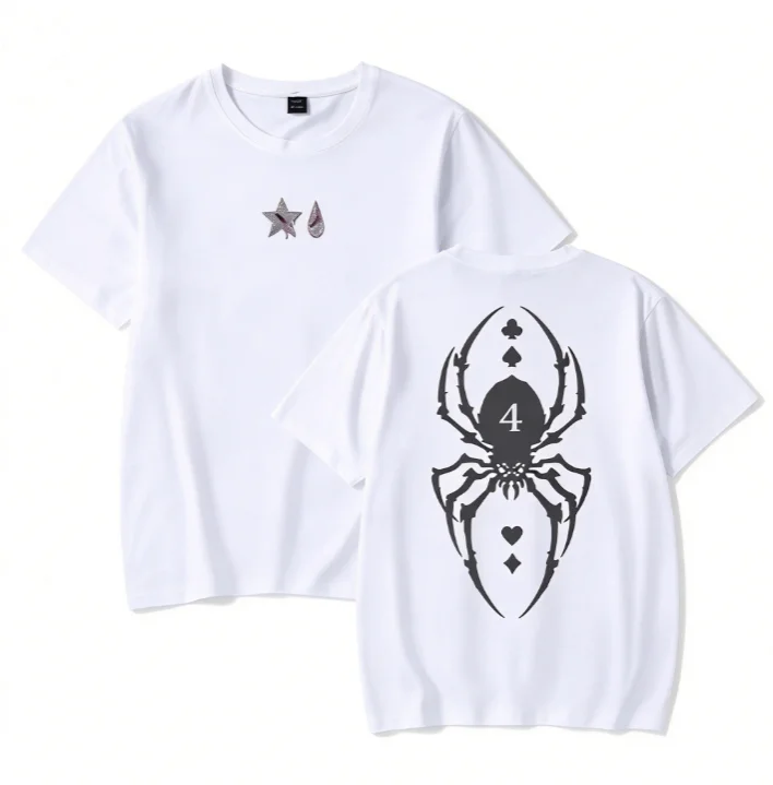 2026 new Front Back Dual Dark Spider Graphic Print T-shirt Unisex Gothic Street Style Short Sleeve Top