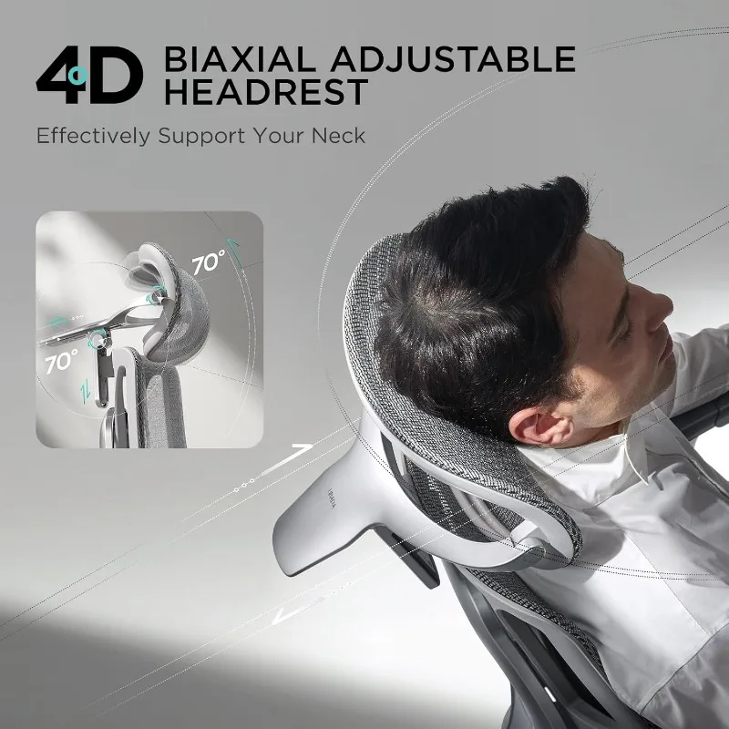 Hbada E3 Pro Ergonomic Office Chair, Big and Tall Office Chair - with 3-Zone Dynamic Lumbar Support, 4D Adjustable Headrest