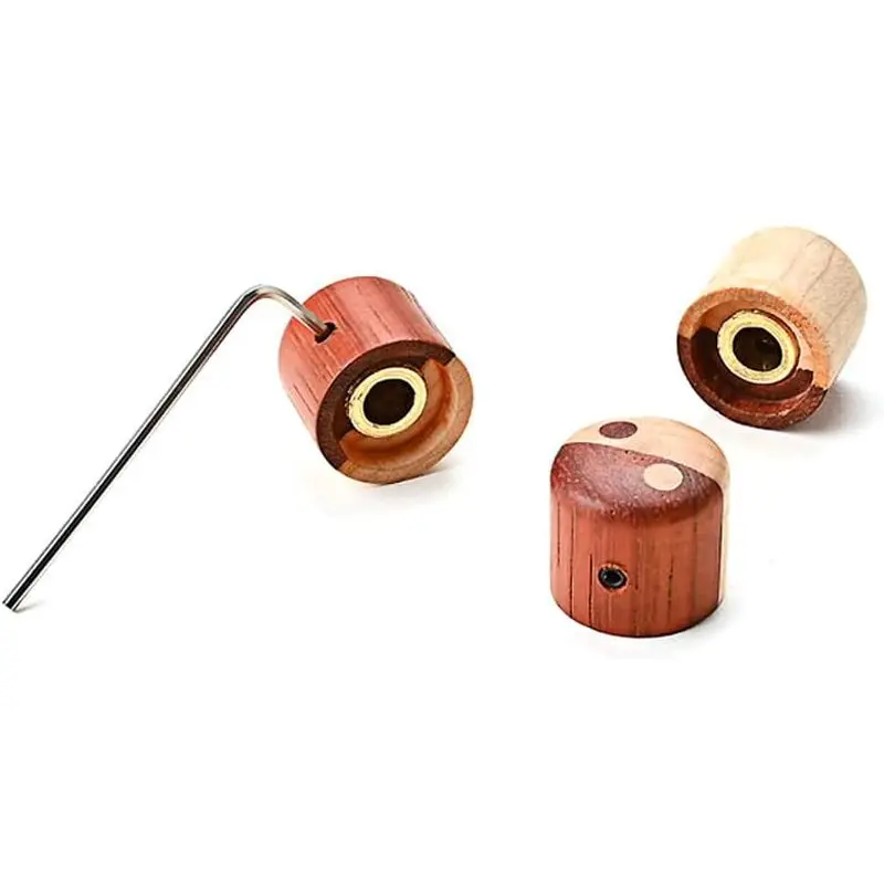 3Pcs Wood Dome Knobs, Electric Guitar Bass Volume Tone Control Knobs, Maple & Beech Finish Audio Replacement Parts