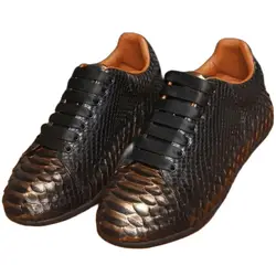 BATMO 2024 new arrival Fashion Snake skin causal shoes men,male Genuine leather sneakers pdd516