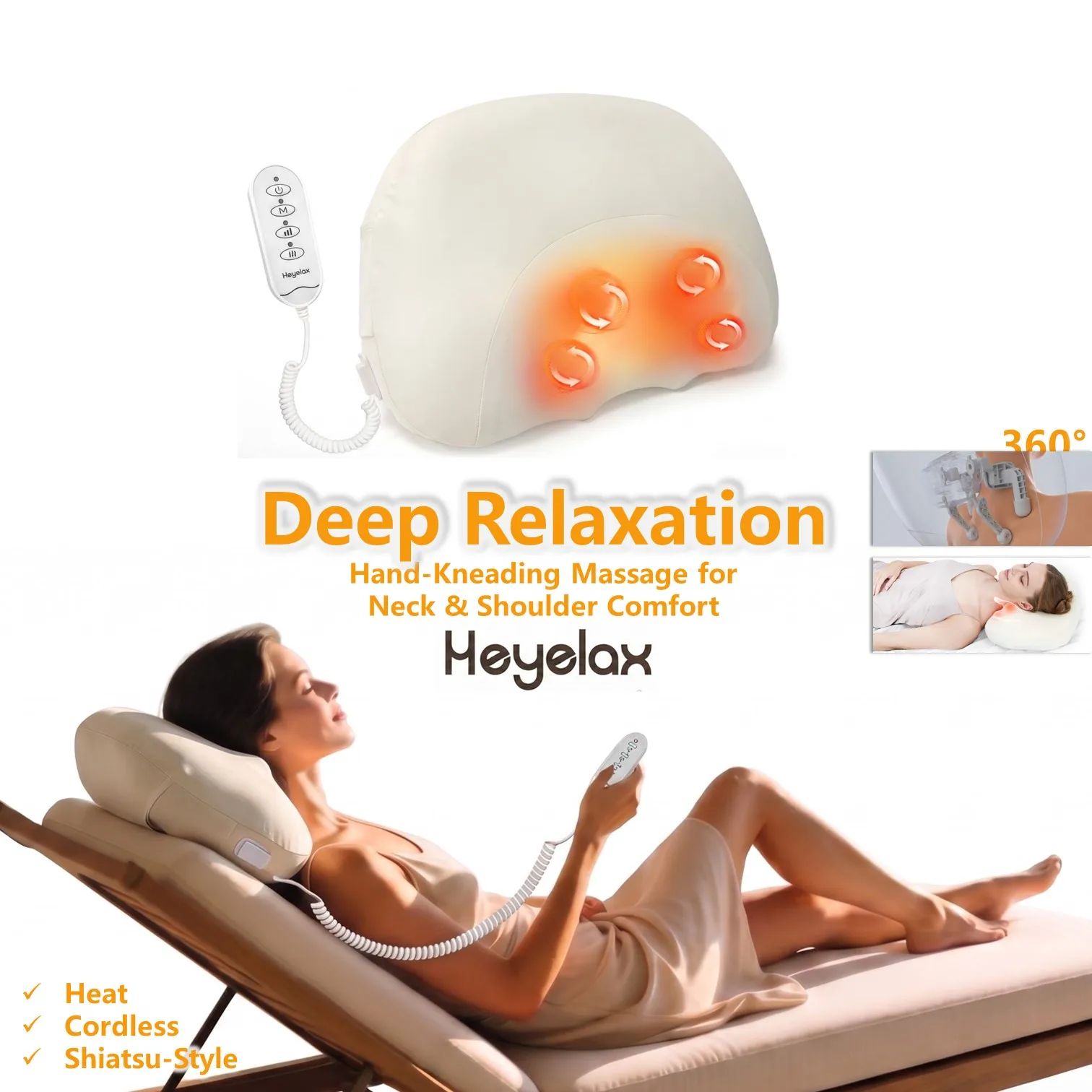 USB-powered Memory Foam Neck Massage Pillow with Heat and Shiatsu Massage, Ideal for Pre-sleep Massage, Neck and Shoulder Massager, Made of Durable, Soft, and Comfortable Material
