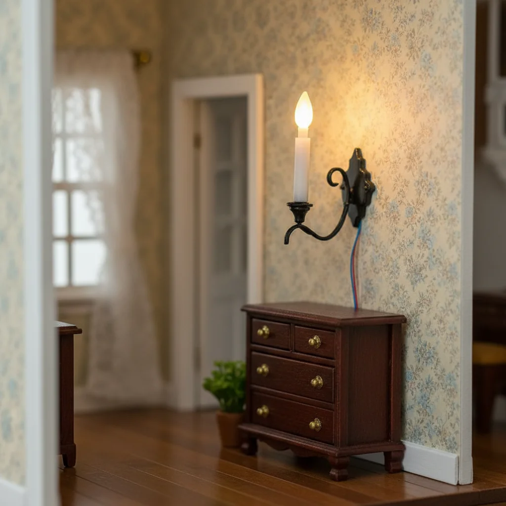 New 1.9*3.2cm Dollhouse Wall Lamp 12V ABS Metal Material Garden Yard Led Light House Garden Decor White/Warm Light Model