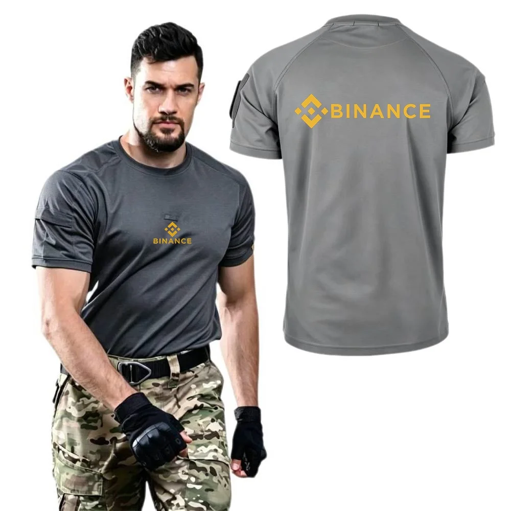 Stylish Men's Tshirt Military Tacitcal Training Short Sleeve Shirts Binance Crypto Man Tops Tee Army Sports Hikiing T-shirt