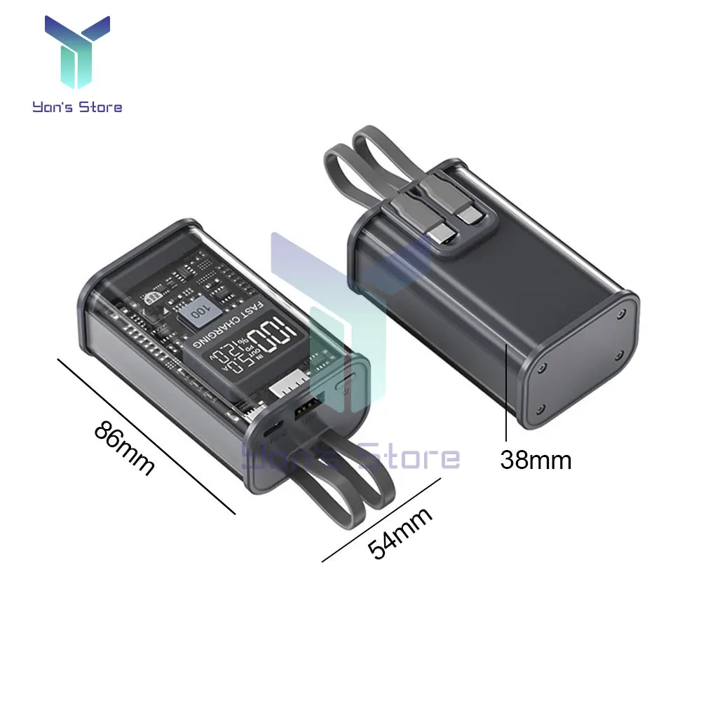 18650/21700 Battery Charger Case DIY Power Bank Box PD22.5W Fast Charging Case 10000mAh Polymer Battery Charging Power Bank Box