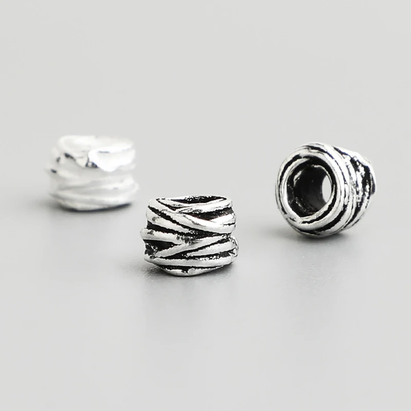 

1pc 925 Sterling Silver Irregular Twisted Rope Loose Beads 6x4.5mm Agates/Crystal Bracelets Silver Charm Spacers DIY Jewelry
