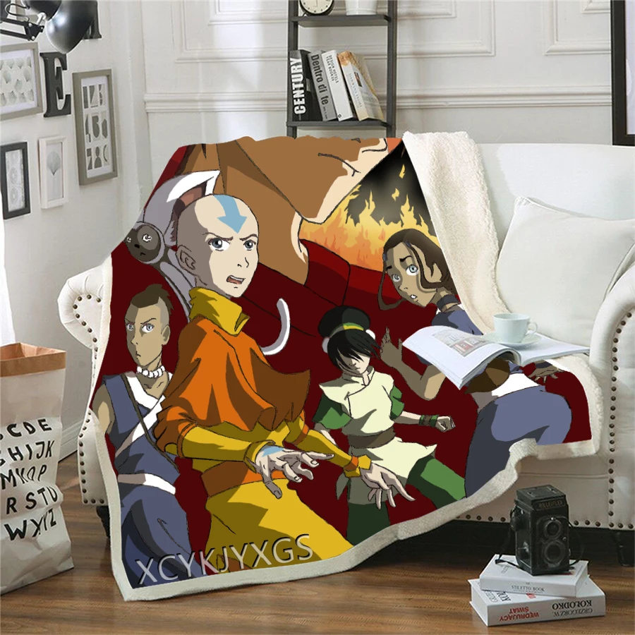 Avatar The Last Airbender 3D Printing Plush Fleece Blanket Adult Fashion Quilts Home Office Casual Kids Girls Sherpa Blanket B31