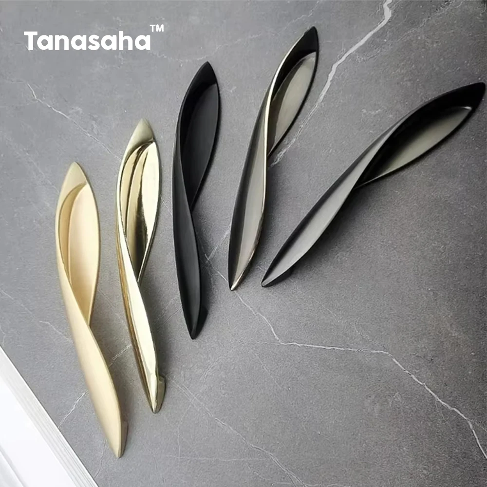 Handels for Kitchen Furniture Door Handles Knobs for Cabinets and Drawers Metal Zinc Alloy Black Interior Home Drawer Pulls