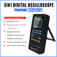 Hantek Digital Oscilloscope 2C72/2D72 3-In-1 Waveform Generator + Multimeter Portable + USB Oscilloscope 2-Channel 40mhz