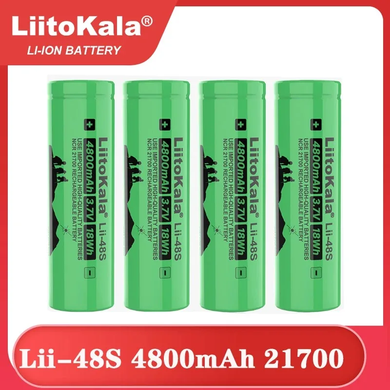 

1-12PCSNEW LiitoKala Lii-48S 3.7V 21700 4800mAh li-lon Rechargeable Battery 9.6A power 2C Rate Discharge ternary lithium battery