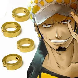 4pcs/set Cosplay Earclip Trafalgar Law Earrings Titanium Steel Golden Clip Earrings Jewelry Halloween Toys Gift