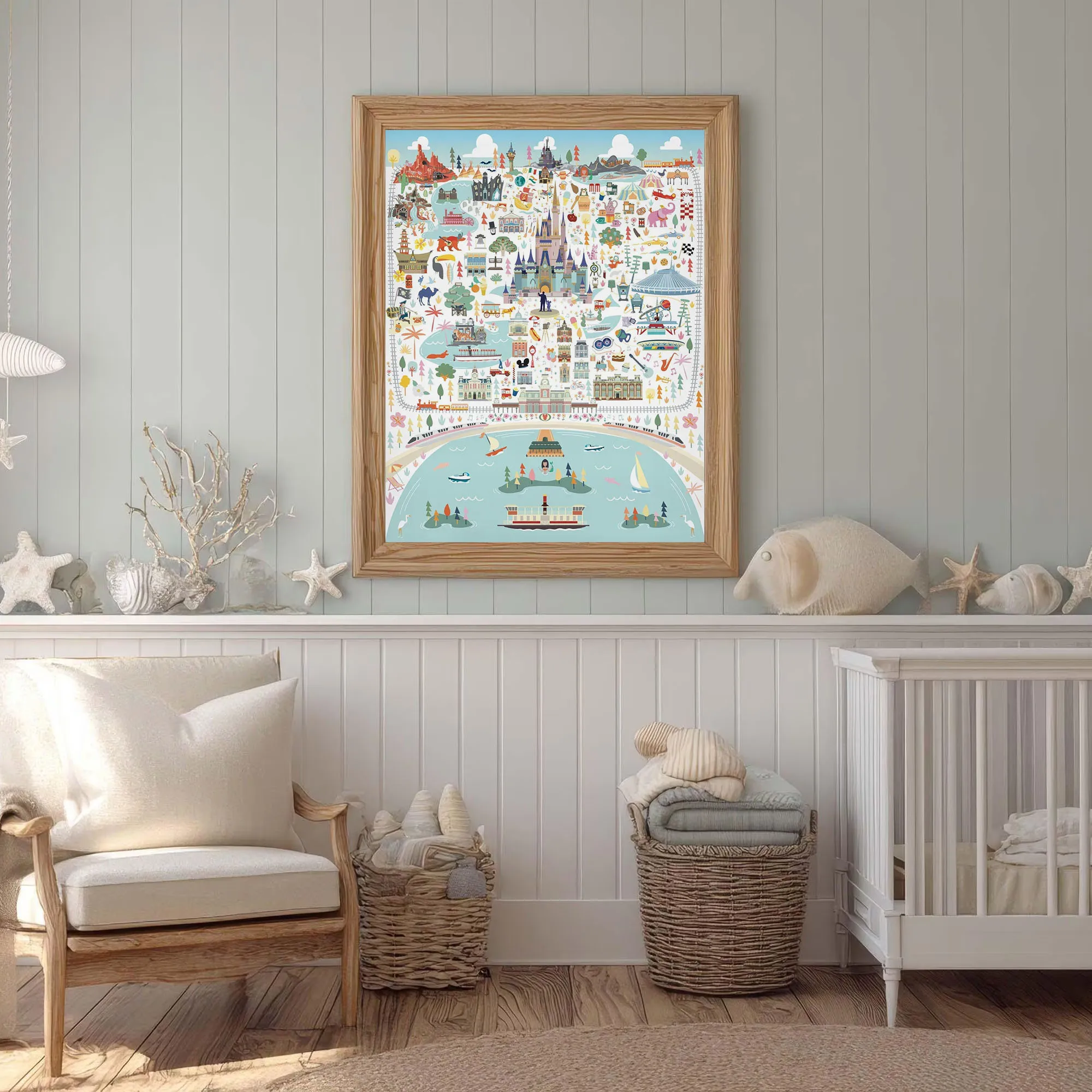 

Potdemiel Magic Kingdom Poster, Walt Disney World Magic Kingdom Fantasy Map, Walt Disney World Wall Decor, Disney Art Print