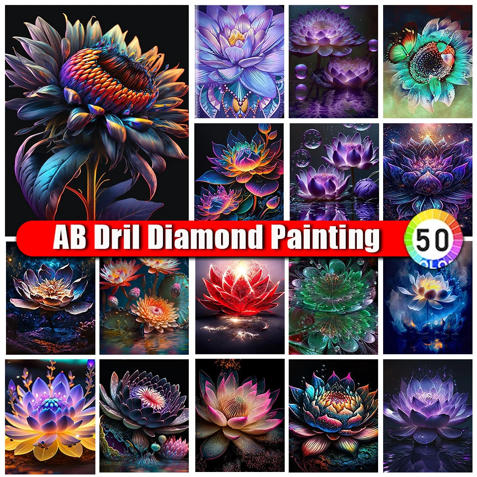 

Zipper Bag AB Diamond Embroidery Flowers diy Diamond Painting Lotus illusion Full Cross Stitch 5d Diamond Mosaic Home Decoration