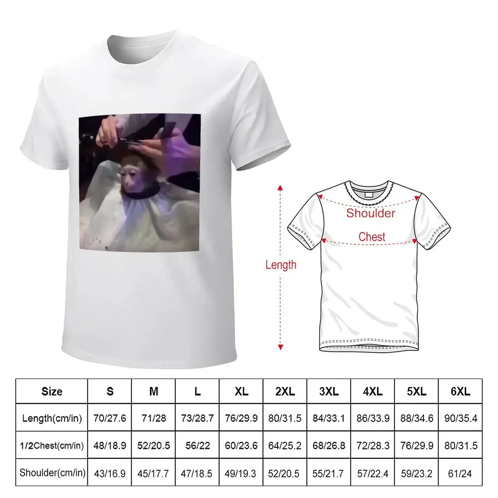 Monkey getting a haircut. T-Shirt oversized graphic tee animal prinfor boys new edition korean fashion t shirt for men