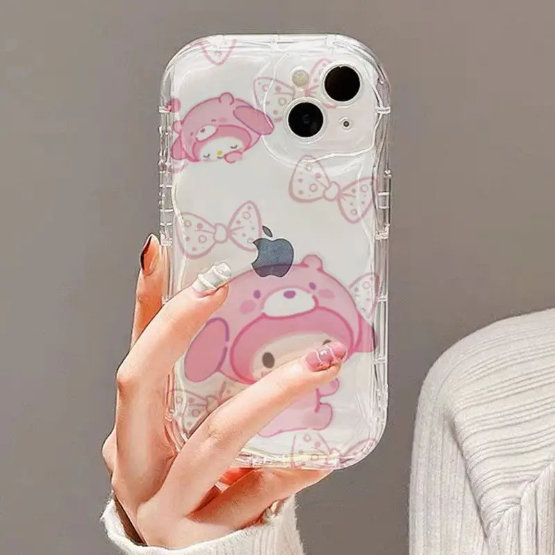 

Sweet Kawaii Sanrio My Melody Anime Ins Fashion Mobel Phone Case Suit for ipone15 14Promax Apple Cover Gifts for Girls