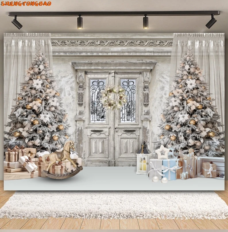 الأبيض عيد الميلاد التصوير خلفية شجرة عيد الميلاد الداخلية الموقد الشتاء عيد ميلاد سعيد الطفل الأسرة صورة خلفية الصورة