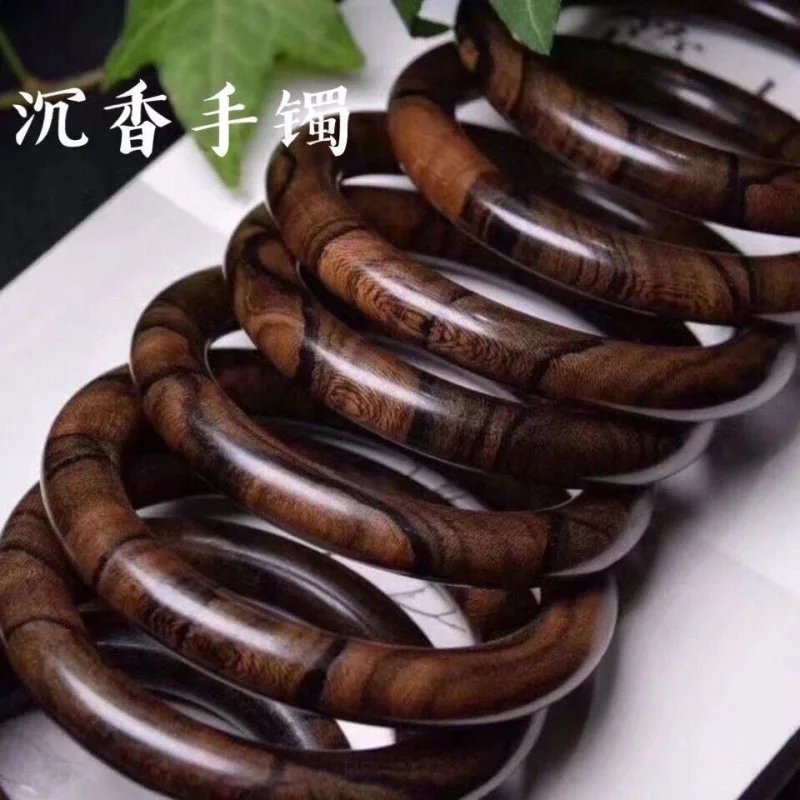 

Pure natural authentic agarwood bracelet with Kalimantan tiger pattern, simple vintage artistic style