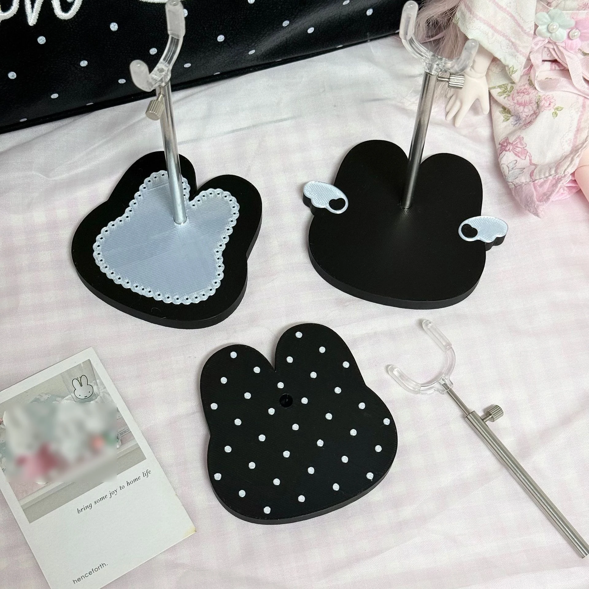 1/6 3D Printed BJD Doll Display Stand Cute Bunny Head Base Doll Support Stand Auxiliary Standing Holder For BJD Adjustable Stand