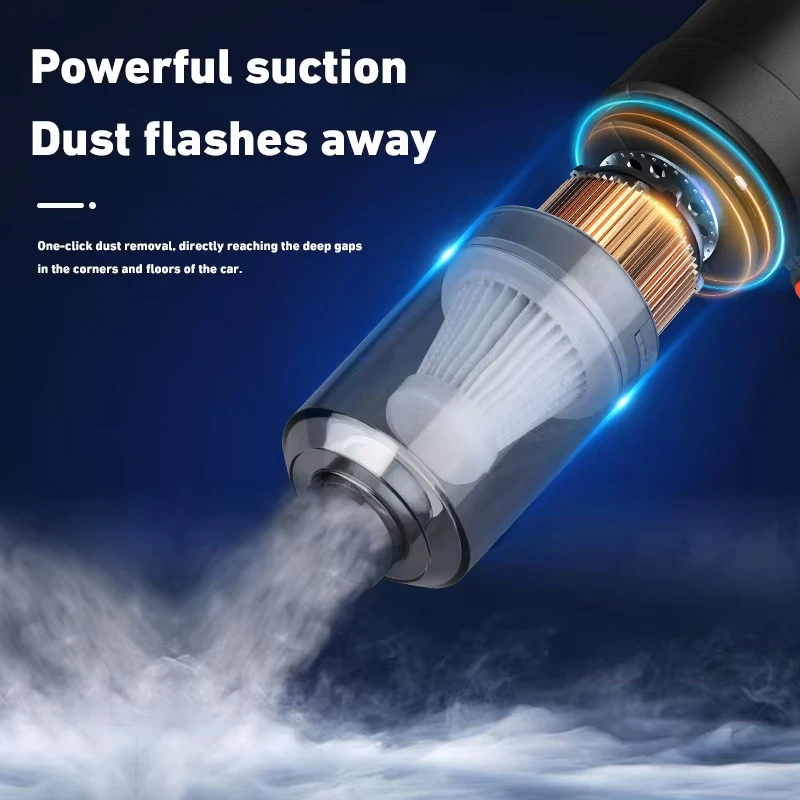 Cordless Car Vacuum Cleaner, Rechargeable Handheld Mini Vac, High Power Wet & Dry, USB Charging, HEPA Filter for Pet Hair, Auto