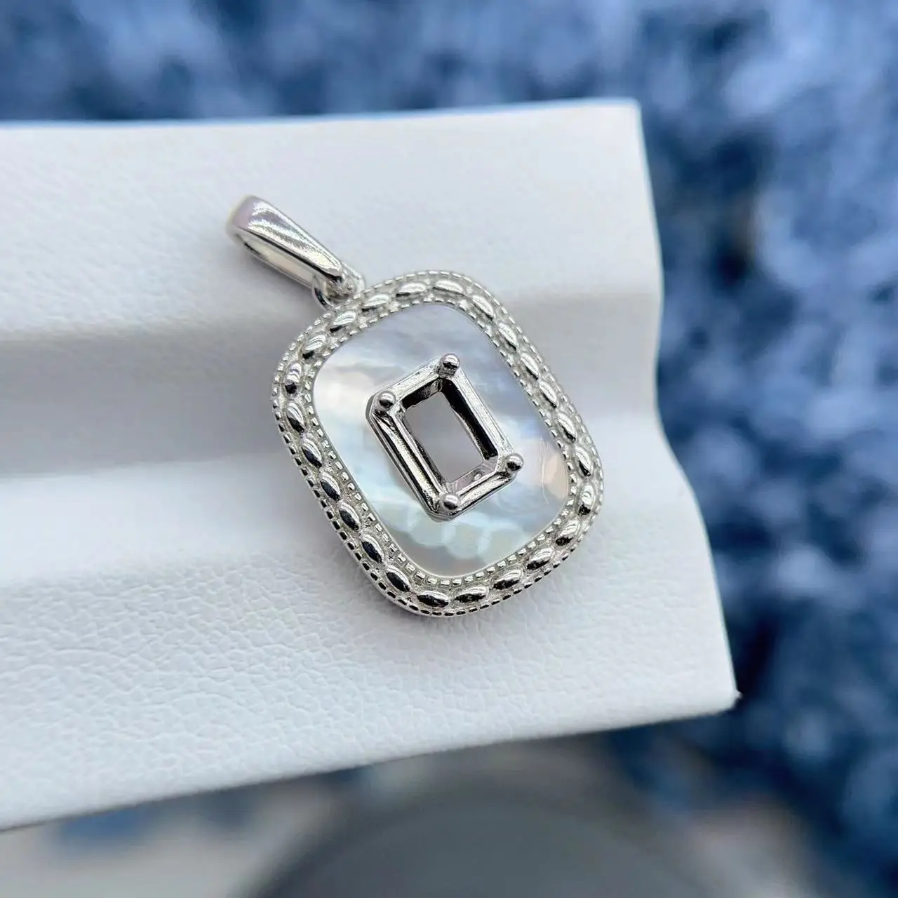 

MeiBaPJ Inlay Rectangular 4*6mm S925 Sterling Silver DIY Pendant Setting For Women Fine Weddings Jewelry Free Delivery wholesale