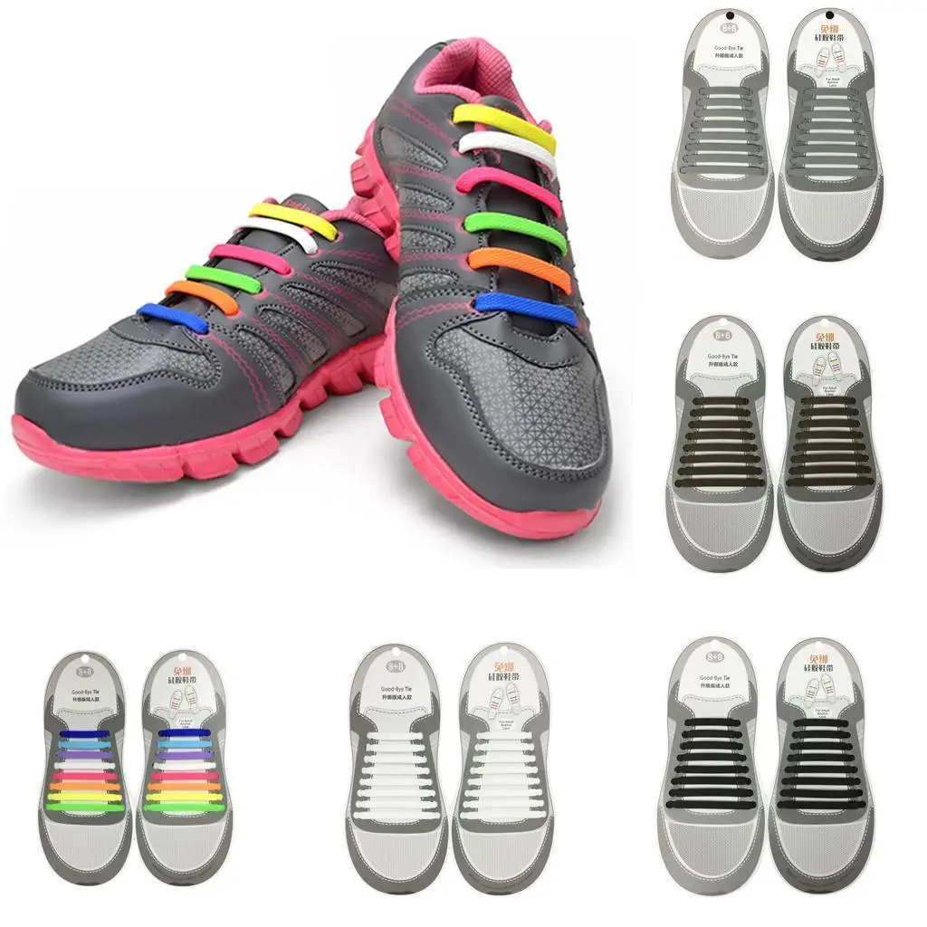 أربطة حذاء سيليكون مرنة بدون ربطة عنق باللون البني مقاس كبير