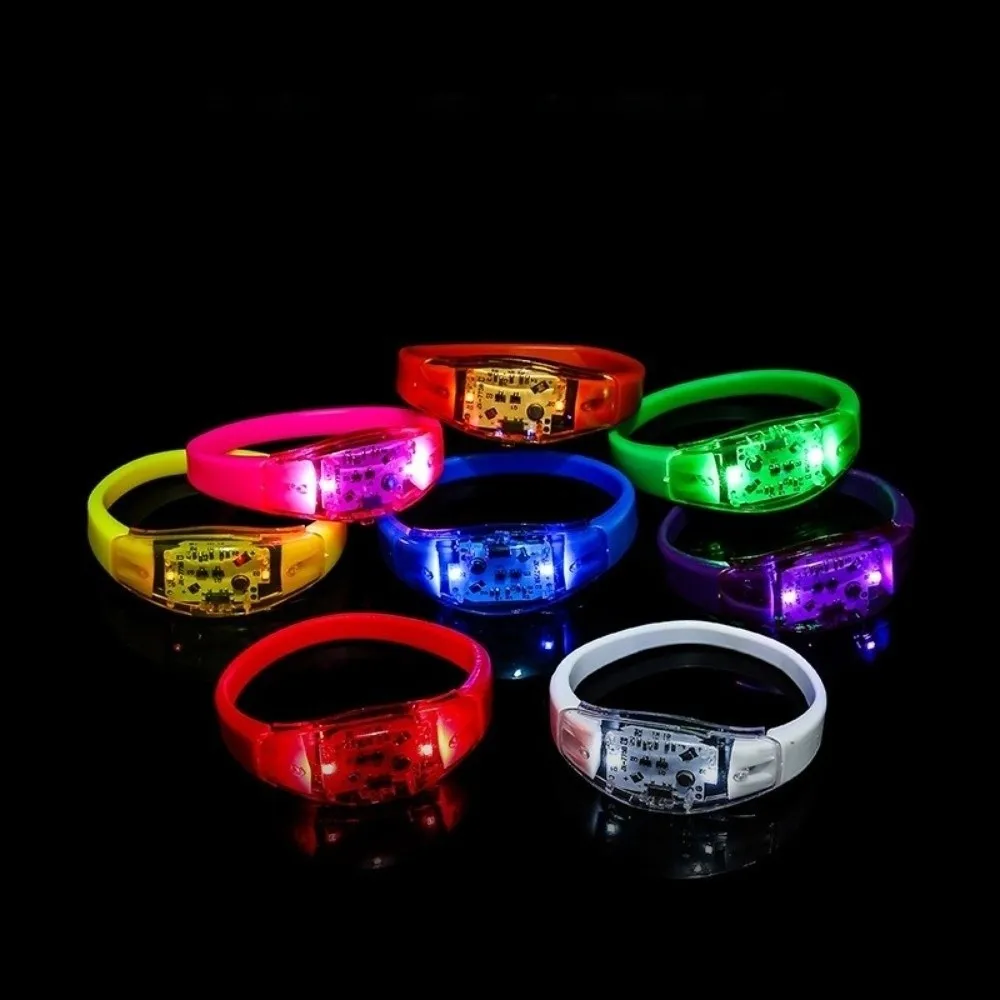 Silicone LED Glow Bracelets Atmosphere Props Funny Voice Controlled Flash Wristbands Creative Luminous Wristband Birthday