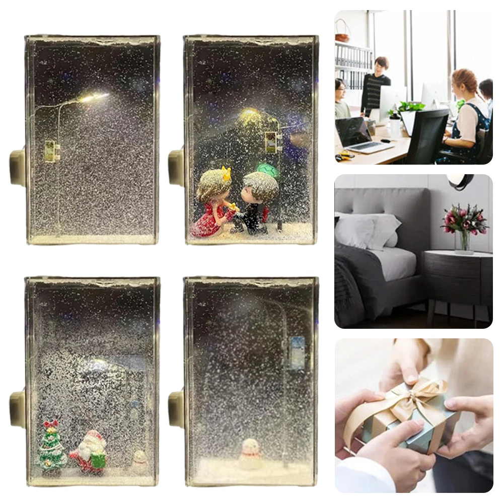 مشهد الثلج ضوء الشارع DIY ليلة ثلجية تتدفق ضوء الليل الصغيرة عيد الميلاد سانتا اليدوية DIY المواد حزمة هدية عيد ميلاد #2