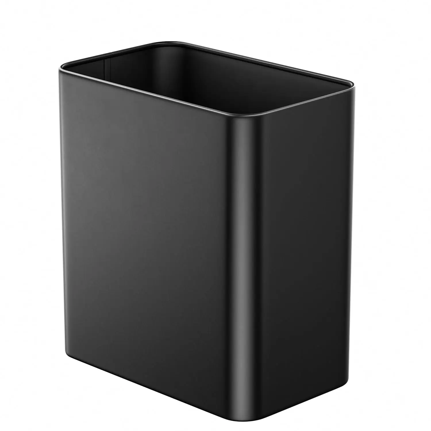 

Small Bathroom Trash Can 2.4 Gallon Wastebasket, Slim Metal Garbage Can Matte Black Stainless Steel Trash Bin for Bedroom,Office