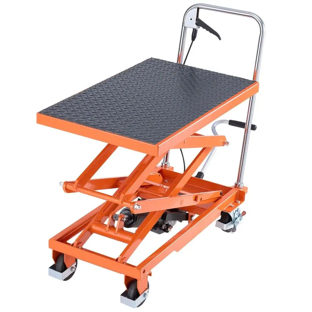 

Manual Hydraulic Double Scissor Car Lift Jack 47.2 Inch 500 Lbs Capacity with Safety Pad for Automobile Maintenance