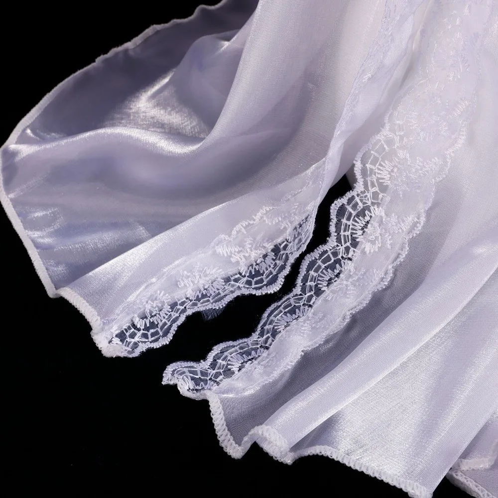 Fashion Silk Satin Lace Cape Ribbon Trim Elastic Hooded Shawl White Chiffon Hijab Church Prayer