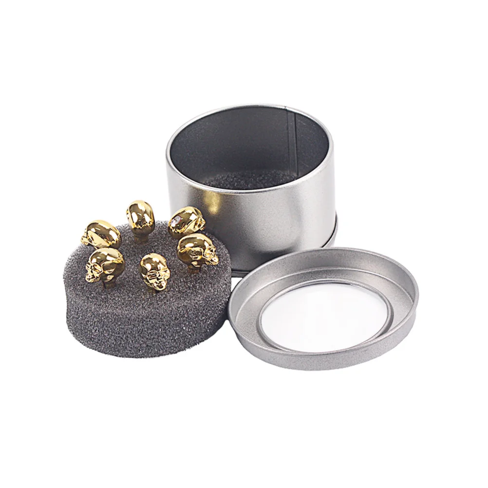 6개입 골든 스컬 브릿지 핀 아연 합금 광택 마감 브릿지 보호 및 톤 향상 기타리스트용 스컬 헤드 핀