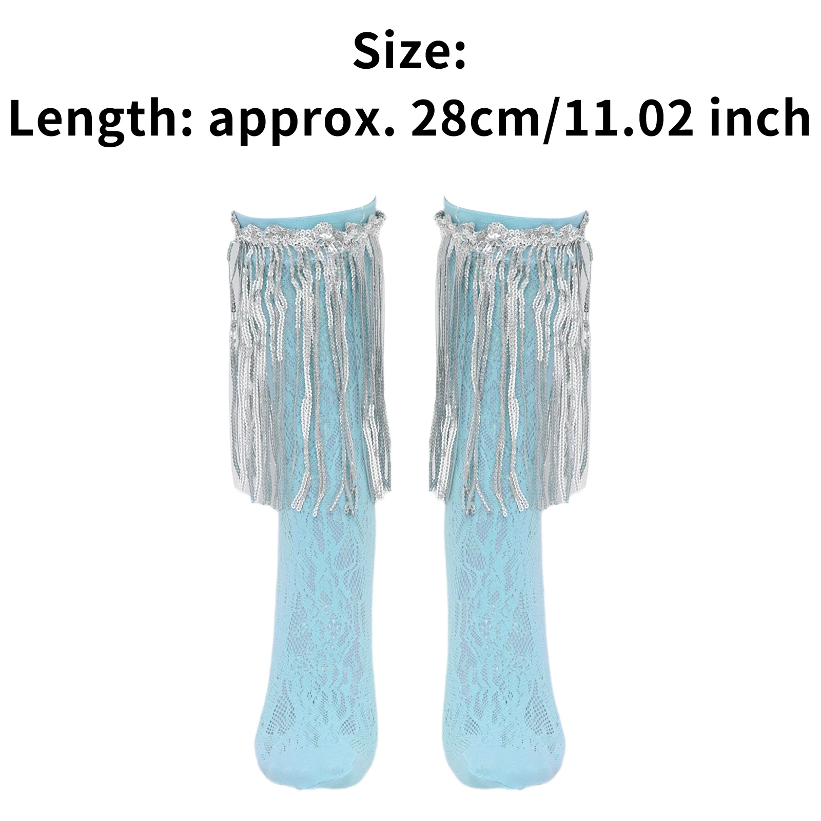 1 زوج سباركلي الترتر شرابة الجوارب النساء الرجعية بلون منتصف جوارب أنبوبية نمط جوفاء مزين تخزين زي اكسسوارات