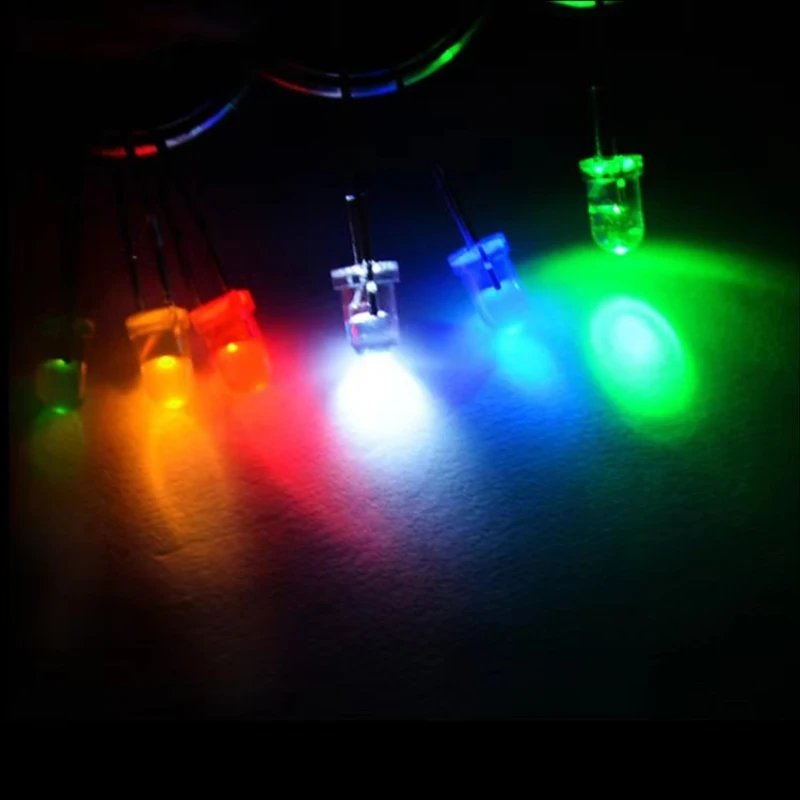 100 PCS,LED Light Emitting Diode Electronic Kit,3mm 5mm,LED Diodes Assorted Kit,White Green Red Blue Yellow,Indicator Lights