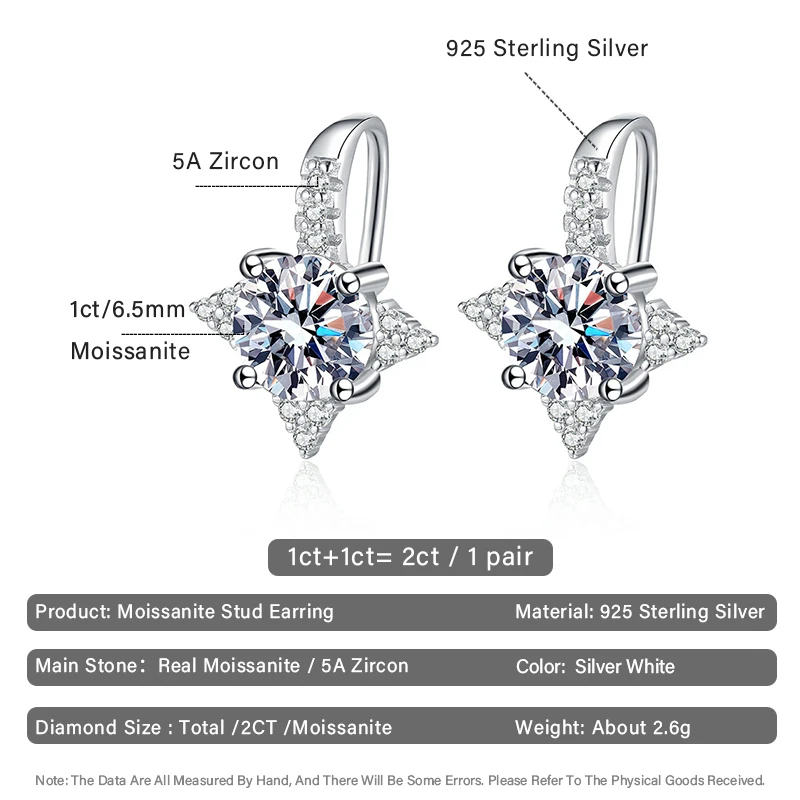 2cttw-pendientes de gota de diamante moissanita Real para mujer, aretes de diamante brillante, Plata de Ley 925, joyería fina con GRA