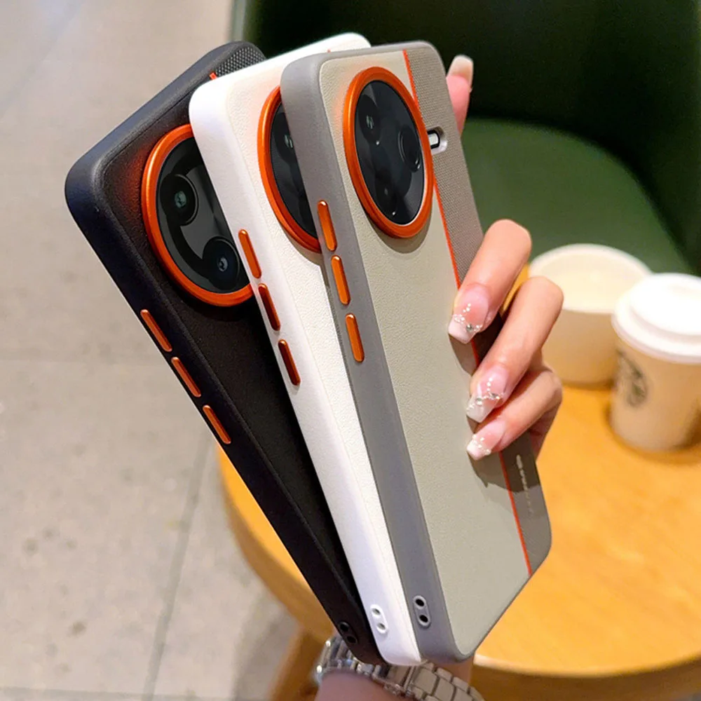 Proste skórzane etui na telefon z przeszyciami do Xiaomi Redmi K80 Pro Poco F7 Ultra Prosty, stylowy, odporny na wstrząsy pokrowiec z dopasowaniem kolorów — zdjęcie produktu 4