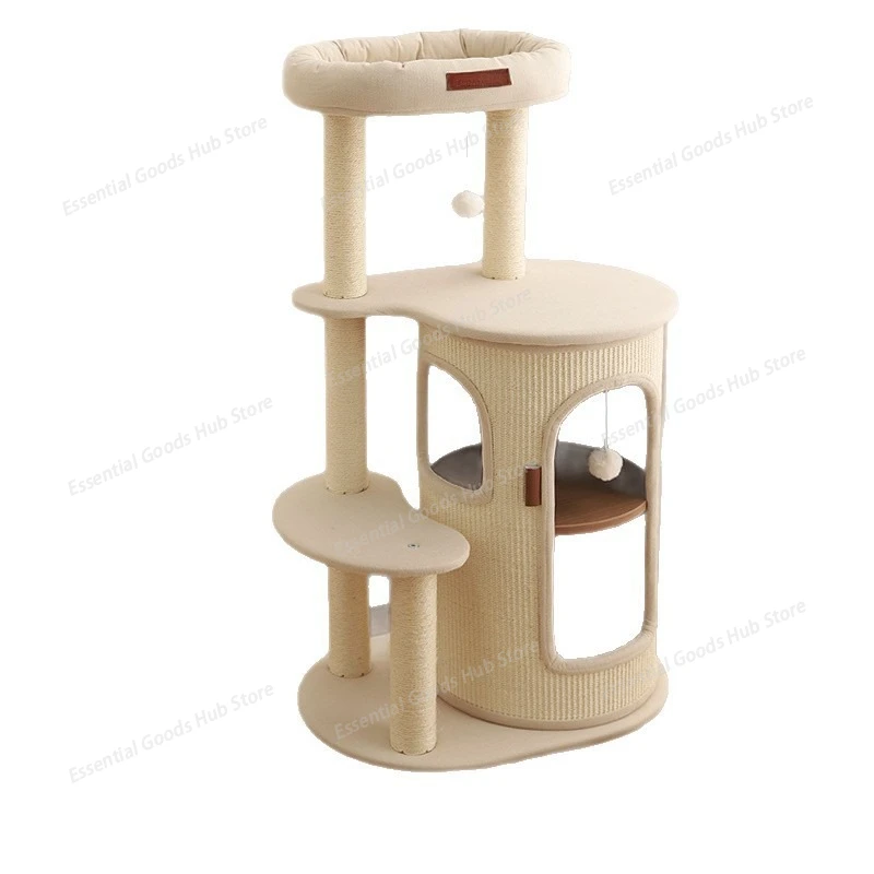 Cat climbing frame Solid wood cat nest Sisal cat scratching board Integrated climbing frame Multi-layer small apartment shelf