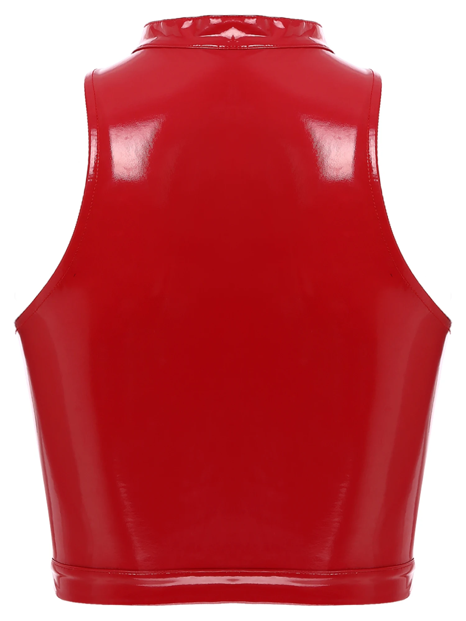 توب قصير بدون أكمام من الجلد اللامع ، صدرية دانتيل من العيينة المجوفة ، ملابس نادي قوطية ، مظهر رطب ، ملابس حفلات الهذيان