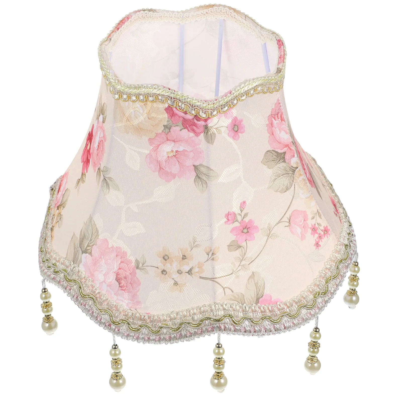 

European Bell Shades Pink Fabric E27 Bedside Bedroom Decor Fringe Vintage Lamp Cover Drum Lightshade Table Lamps Cover