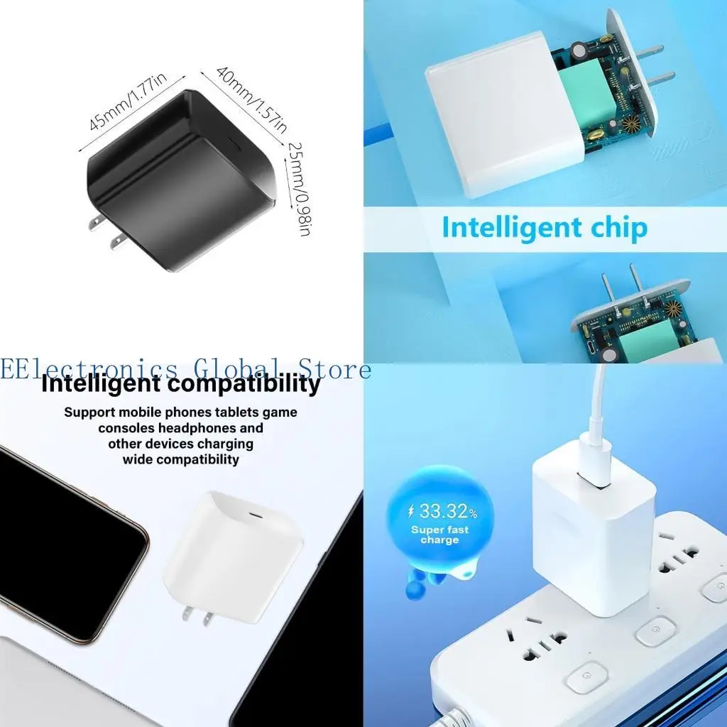 

462B Adapter Travel Plug Adapter 45W USB C Быстрая зарядная штекер