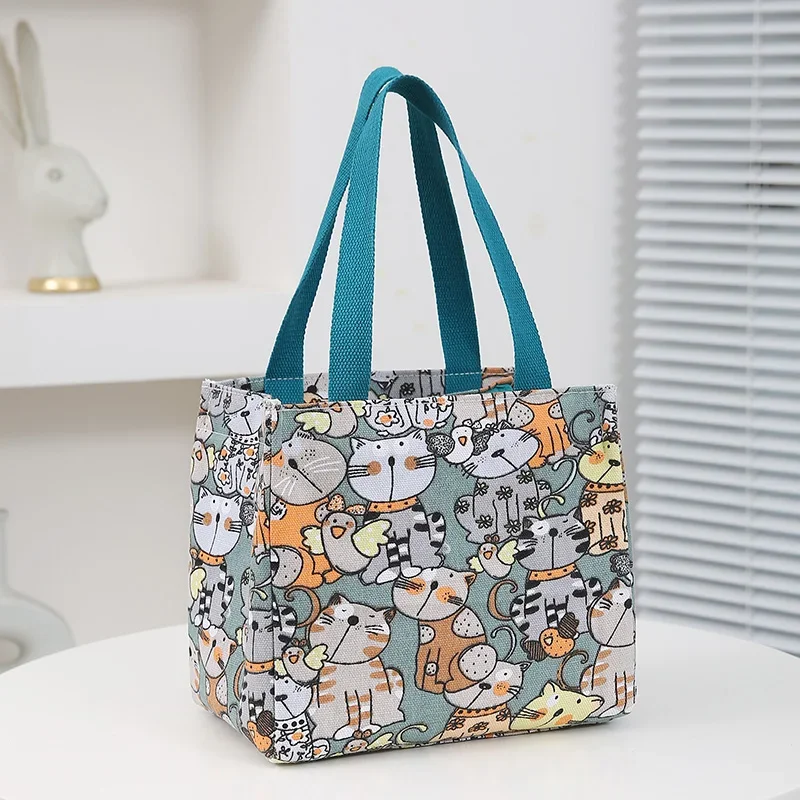 

Cute Cartoon Print Lunch Bag, Insulated Large Capacity Bento Bag, Thermal Cooler Handbag For School, Work, Travel & Picnic