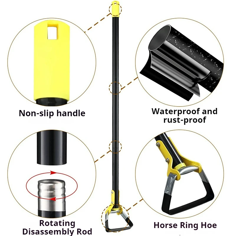 Picture 4: New Garden Hoe Tool 1.2/1.6M Stainless Steel Sharp Stirrup Loop Hoe with Triangle Head and Long Handle Ergonomic Weeding Tool