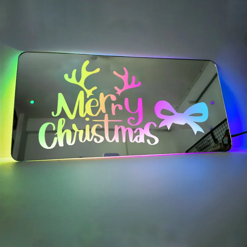 Mirror Light Acrylic Luminous Mirrors 12 Color LED Name Illuminated Mirror Lamp Decor Personalized Customization Christmas Gift