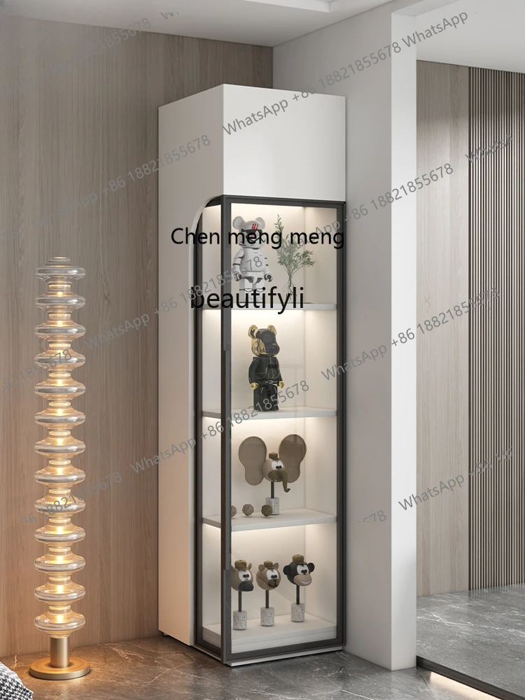 Household Living Room Corner Corner Triangle Showcase Light Luxury Bedroom Corner Bookcase with Lock cabinet