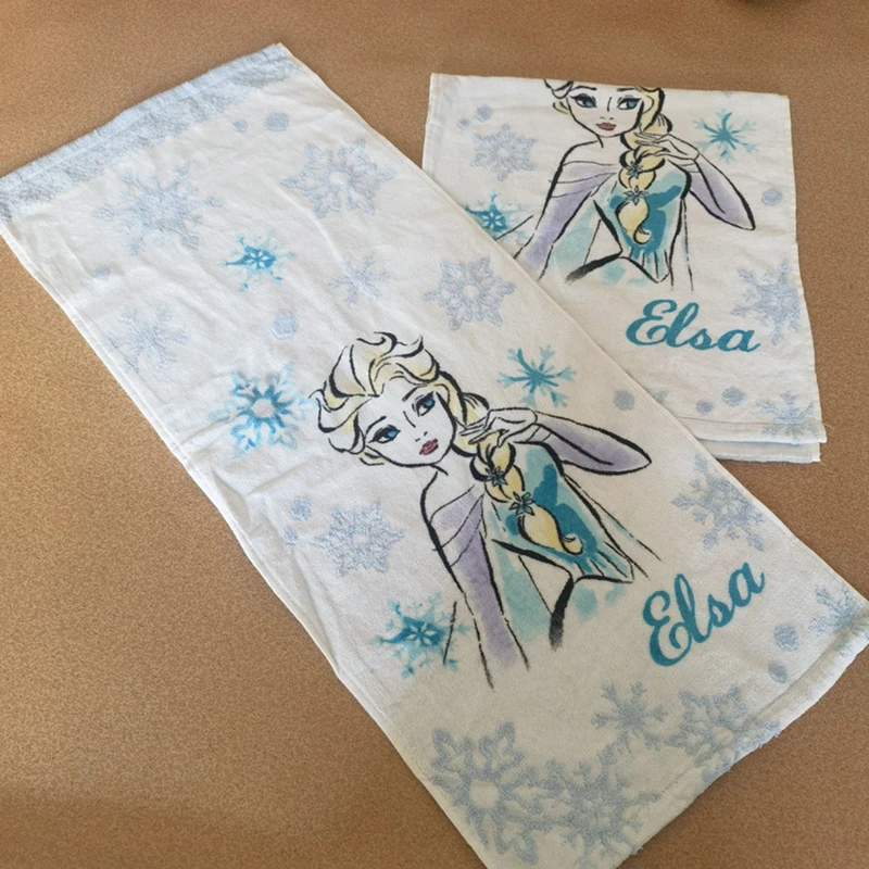 Disney Frozen Elsa Soft Cotton Hand Towel Cartoon Princess Figures Face Pillow Coffee Milk Towels Kitchen Decoration Large Size